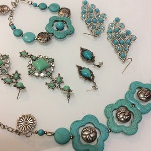 8 piece turquoise jewelry set